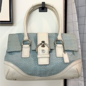 vintage (2007) coach soho flap satchel bag- baby blue